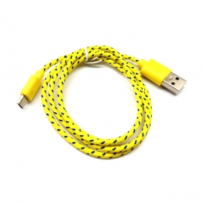USB - microUSB дата-кабель Konoos в нейлоновой оплетке 1 м, желтый